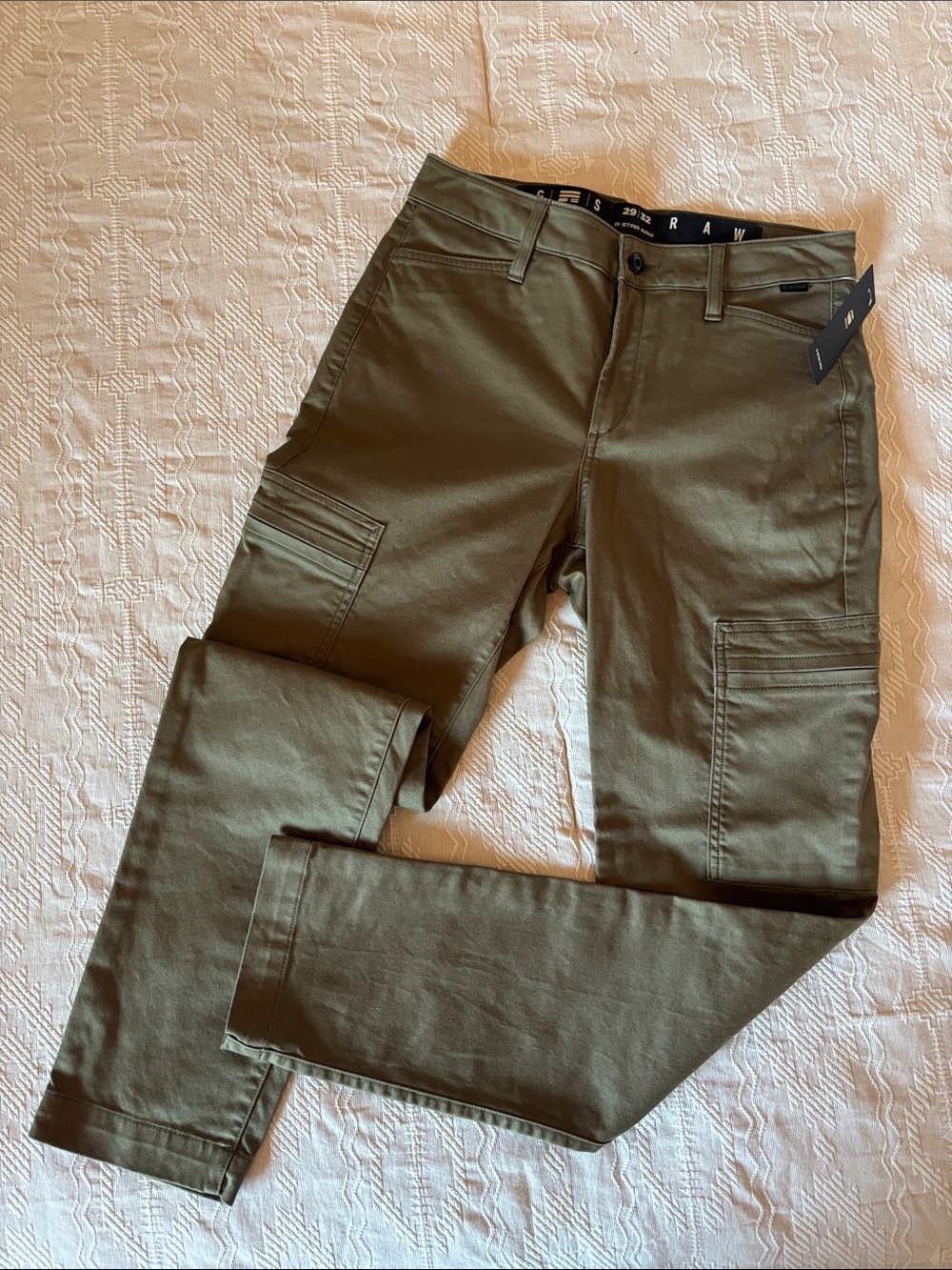 G-STAR RAW Dark Olive Green Slim Cargo Pant - WMN Sz 29 / 32 Straight Leg - NWT!